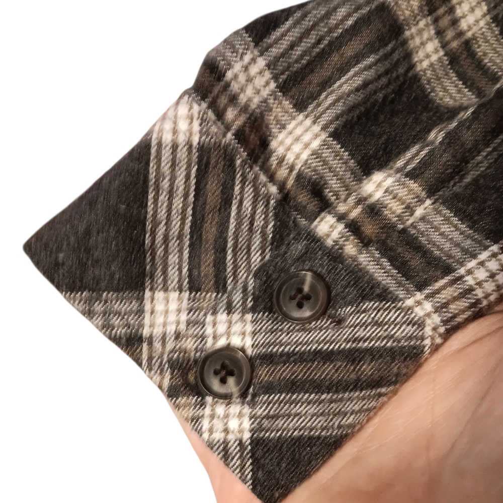 Wild Fable Plaid Button Down Shirt Black, Gray, Tan, White - Picture 5 of 7